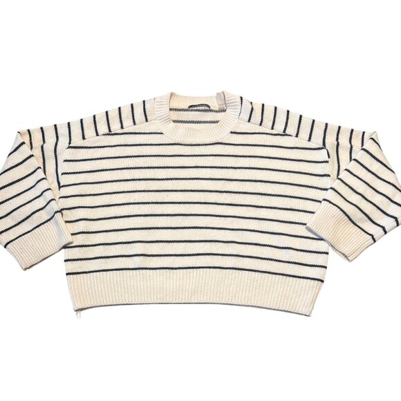 Tahari Womens Cream & Black Striped Knit Sweater Size XL - Picture 2 of 8